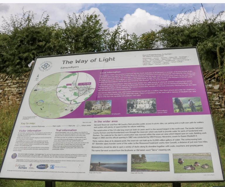 An information board showing details of the long distance trail - The Way of Light