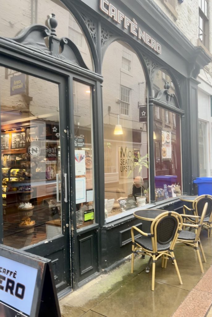 Front window of Cafe Nero in Hexham
