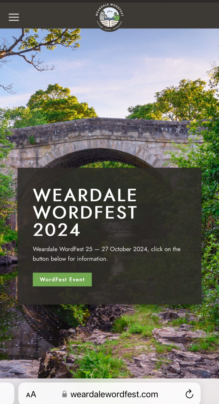 Front page of Weardale Wordfest website